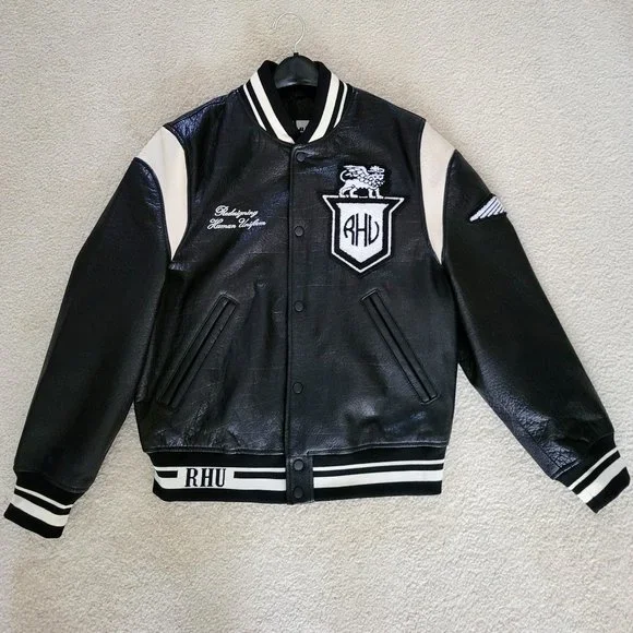 zara rhuigi rhude スタジャン　amiri ジャケット New Zara X Rhuigi Genuine Leather Bomber Jacket S Black 5388